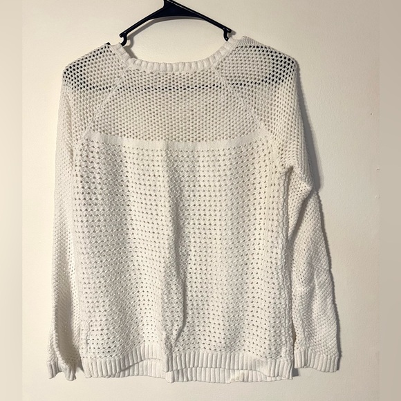 Michael Kors Women’s Size Small Open-Knit Sweater in White, Long Sleeve - Picture 2 of 8